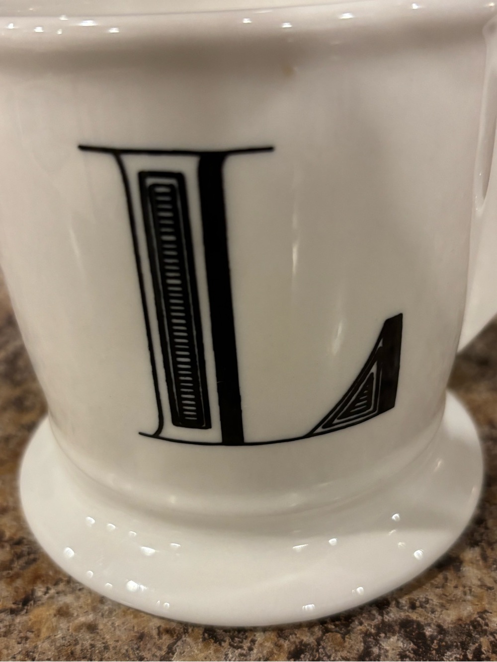 Anthropologie Monogram L Pedestal Mug Black & White Discontinued - Picture 4 of 6